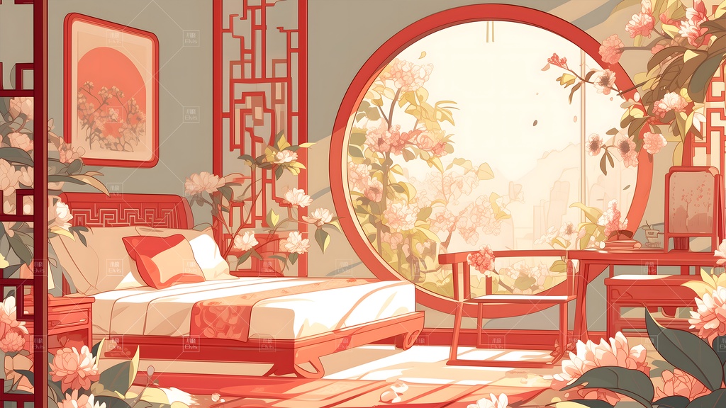 【Vtuber/動く配信背景】古風な寝室 古风卧室 01-16