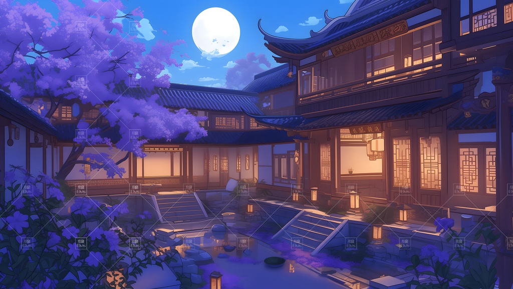 【Vtuber/動く配信背景】古風な庭園春 古风园林 01-17