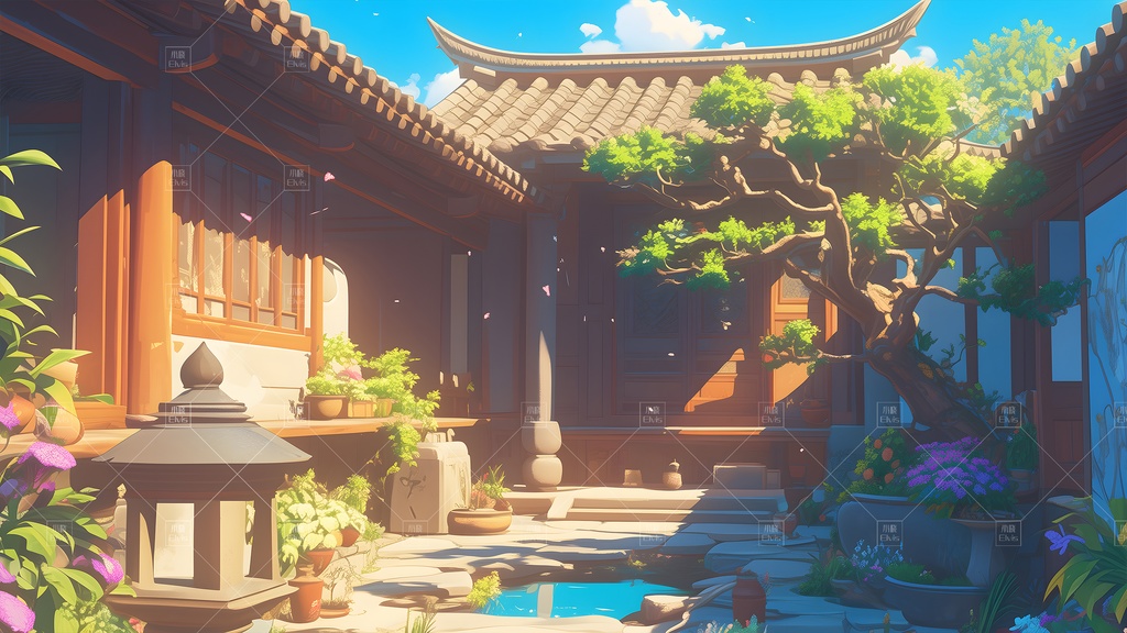 【Vtuber/動く配信背景】古風な庭園夏 古风园林 01-18