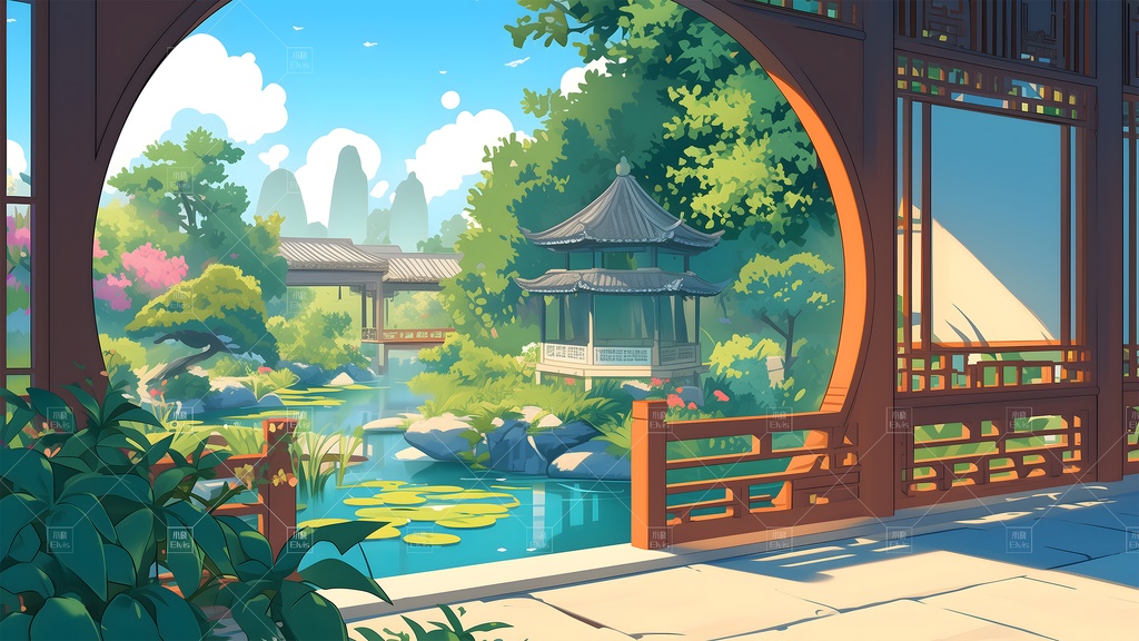 【Vtuber/動く配信背景】古風な庭園夏 古风园林 01-18