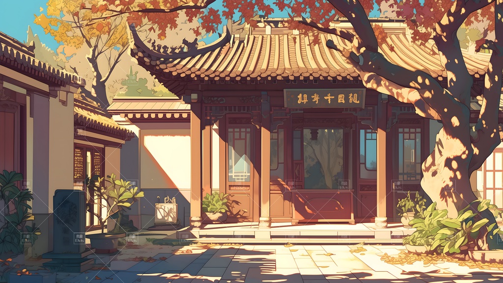 【Vtuber/動く配信背景】古風な庭園の秋 古风园林 01-19