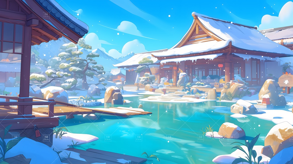 【Vtuber/動く配信背景】古風な庭園の冬 古风园林 01-20