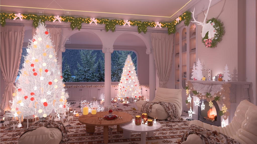 【Vtuber/動く配信背景】クリスマス・リビング Christmas PV Game VTB
