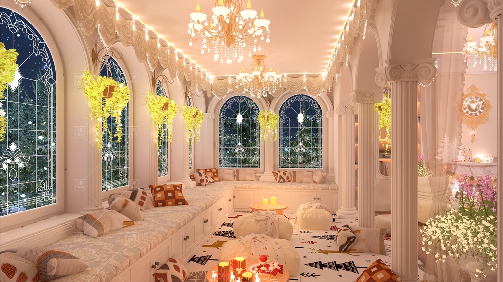 【Vtuber/動く配信背景】ヨーロッパ風冬のリビング PV Game VTB