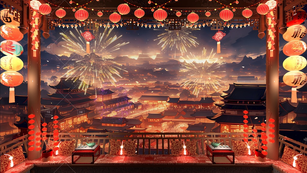 【Vtuber/動く配信背景】春祭り 春節 旧正月の庭 PV Game VTB