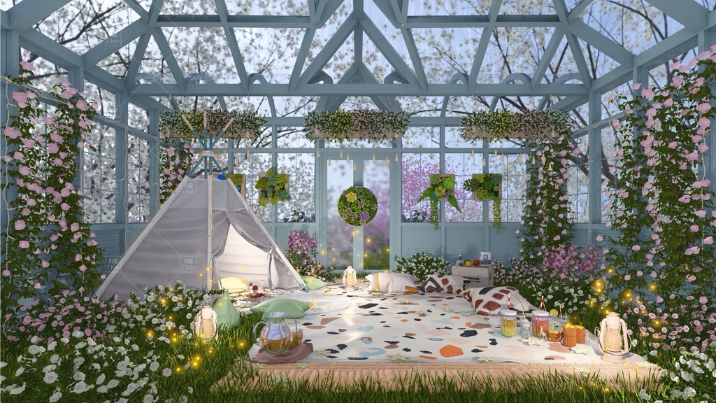 【Vtuber/動く配信背景】春祭り 春の陽光ガラスハウス PV Game VTB