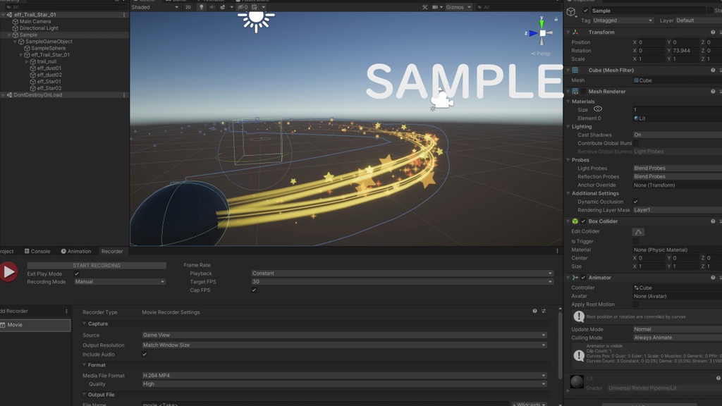 【VRChat/UnityEffcts】星のトレイルエフェクト StarTrailEffects