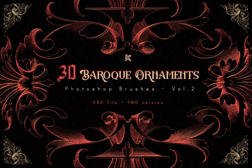 フォトショップブラシ 30 Baroque Ornaments Brushes