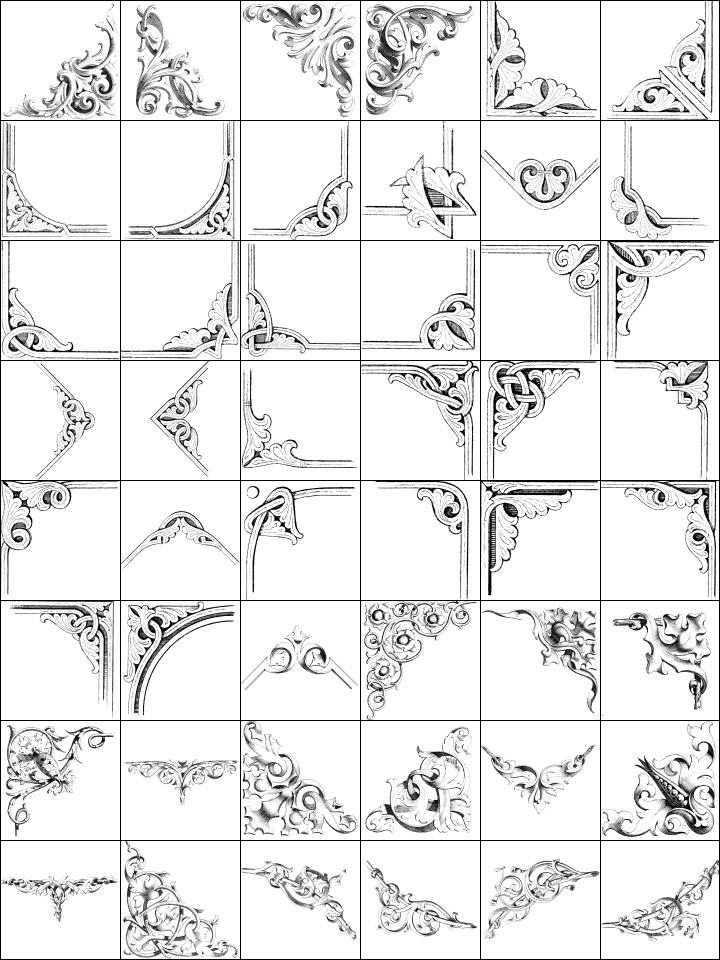 Photoshop ブラシ 48 Corner Baroque Ornaments Brushes