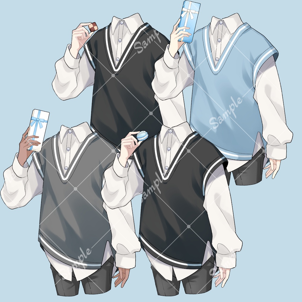 【着せ替え・パーツ分け素材】ホワイトデー衣装②