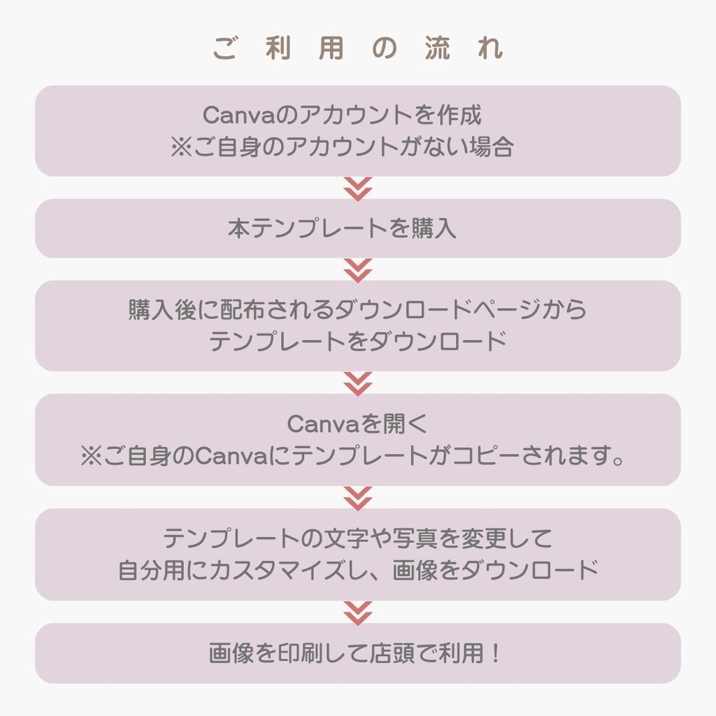 【Canvaテンプレート】店頭用 ハンドメイドパック(8枚) 『ブラウン』×『ピンク』×『お花』