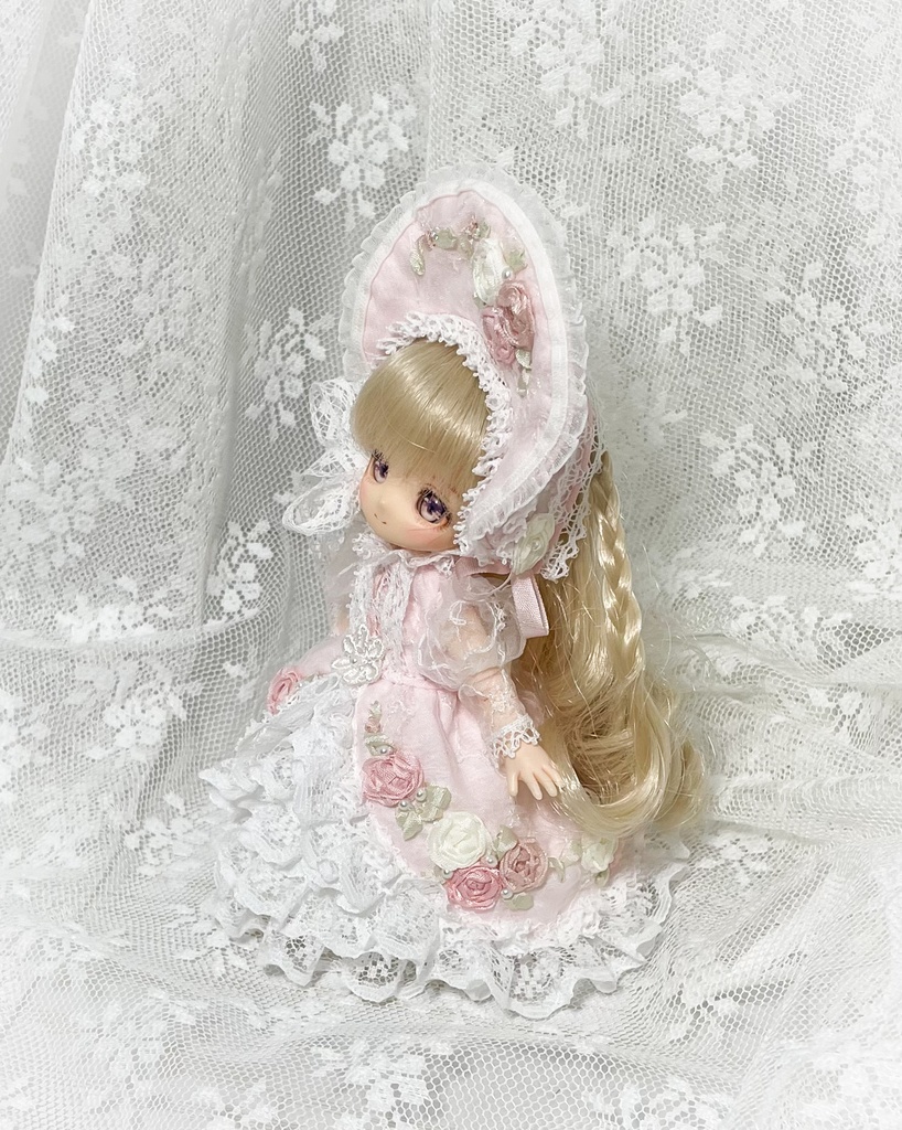 リボン刺繍ドレス ピンク