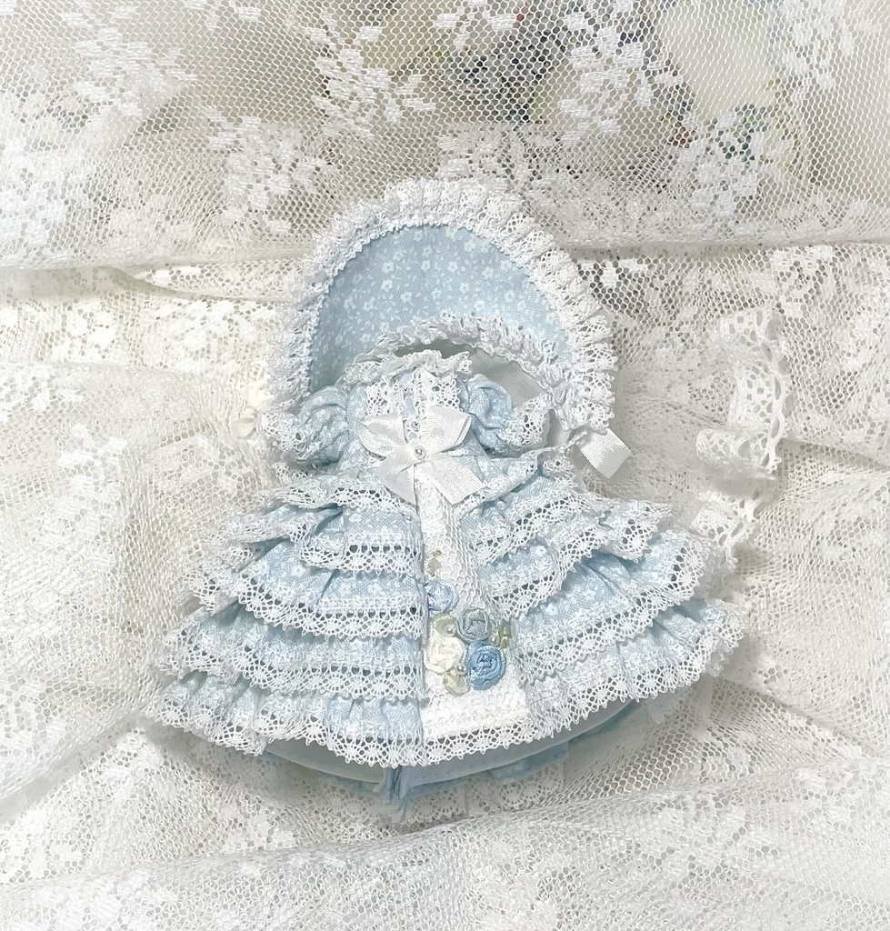 リボン刺繍ドレス ブルー②