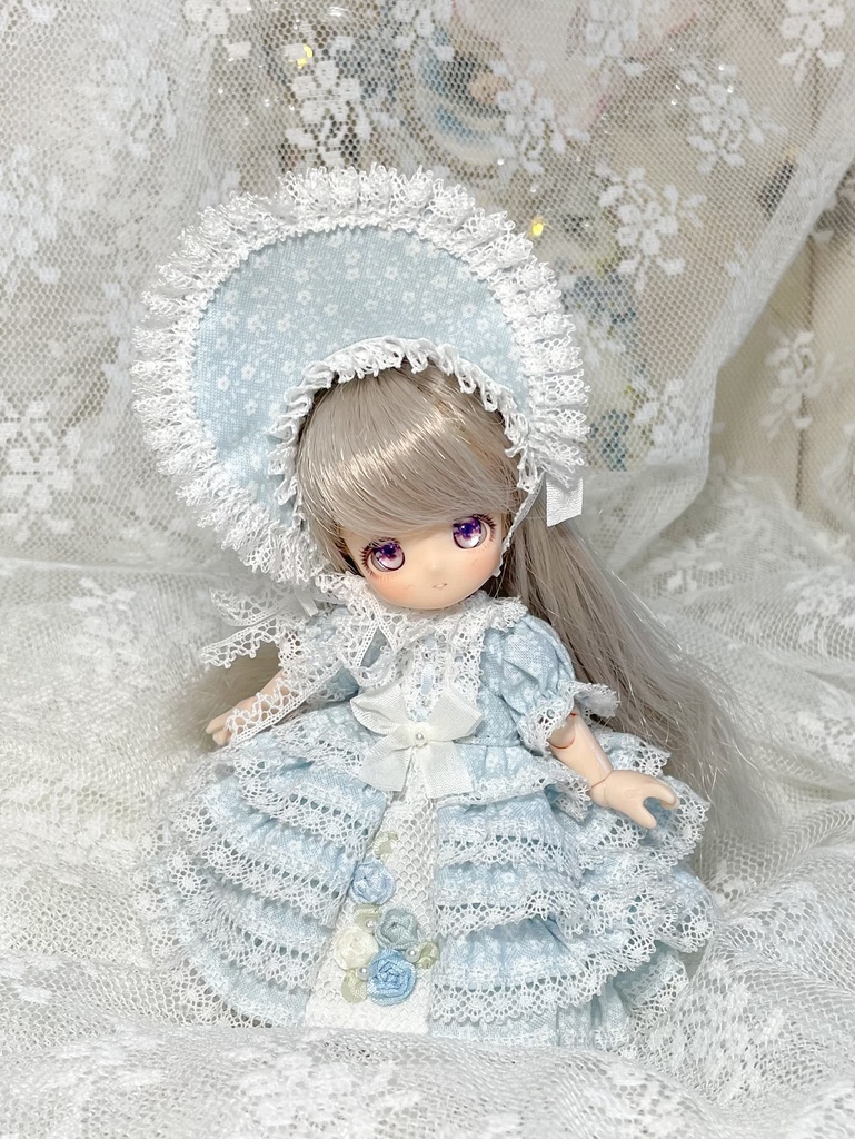 リボン刺繍ドレス ブルー②