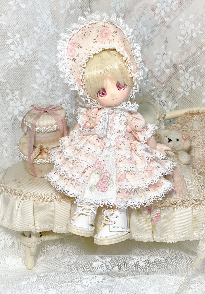 リボン刺繍ドレス ピンク③