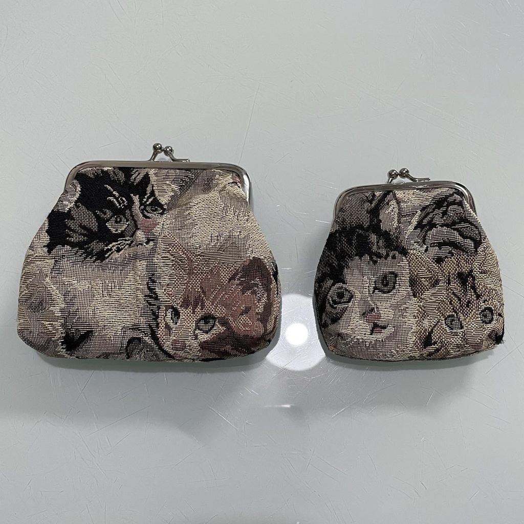 ゴブラン がま口ポーチ 猫柄(小)