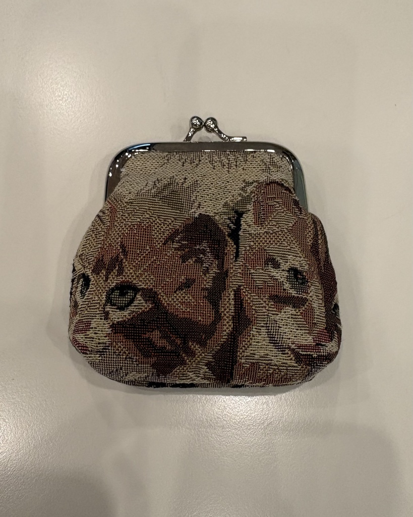 ゴブラン がま口ポーチ 猫柄(小)