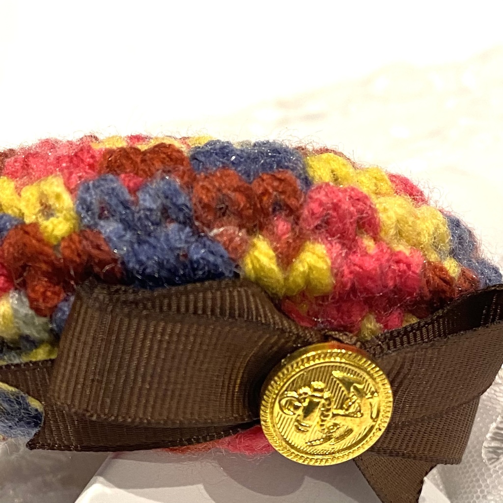 リボンつきベレー帽10〜12cmぬい用