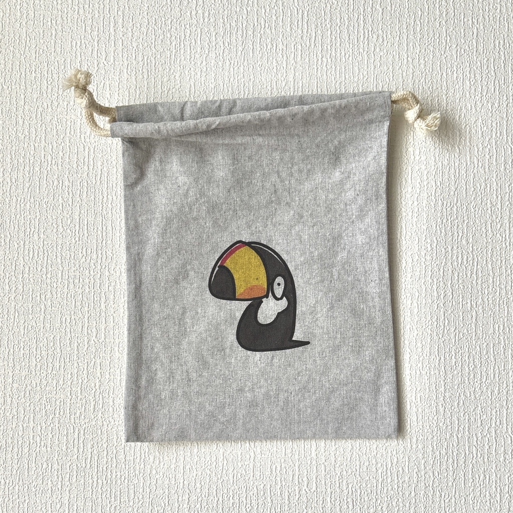 ゆるオオハシ グレーきんちゃく