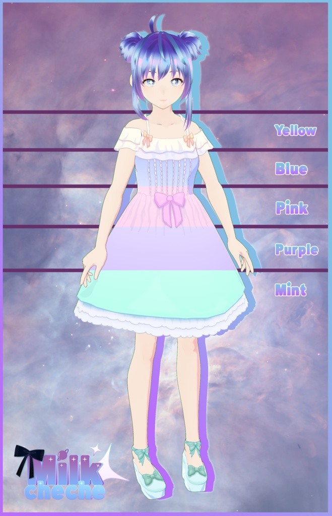 Vroid - Simple Off-the-Shoulder Lolita Dress