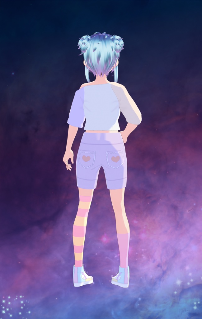 Vroid - Off-the-Shoulder Color Block Shirt