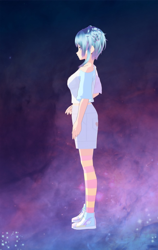 Vroid - Off-the-Shoulder Color Block Shirt