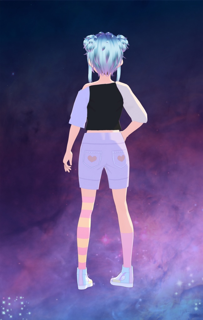 Vroid - Off-the-Shoulder Color Block Shirt