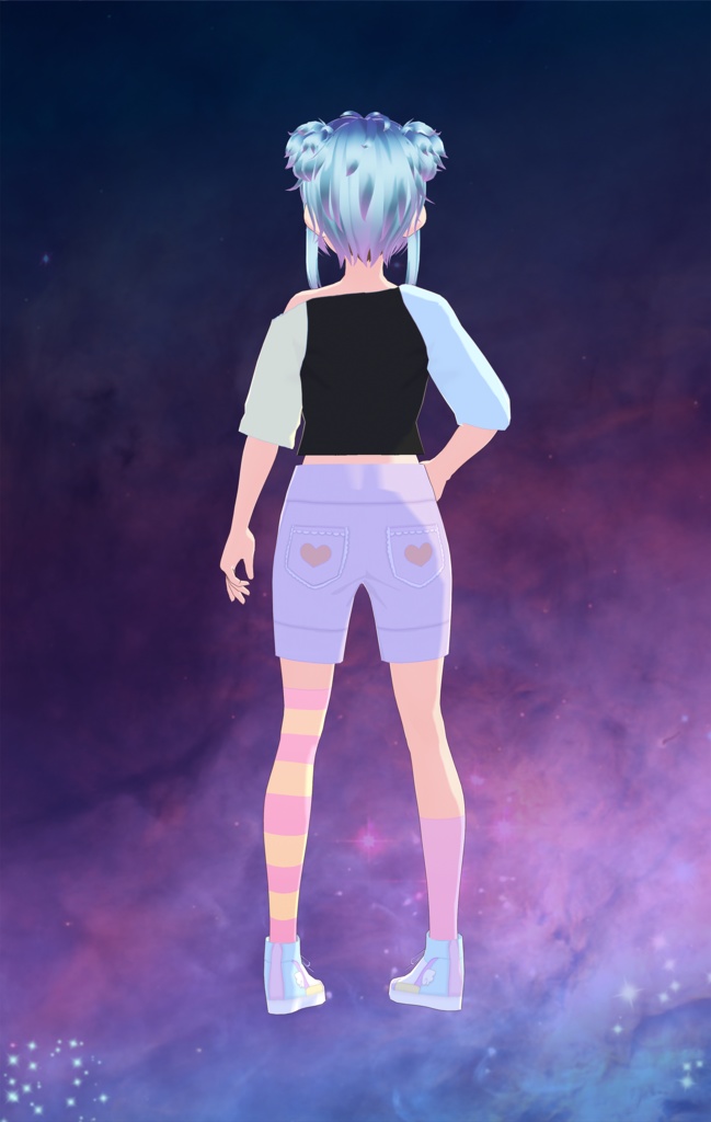 Vroid - Off-the-Shoulder Color Block Shirt