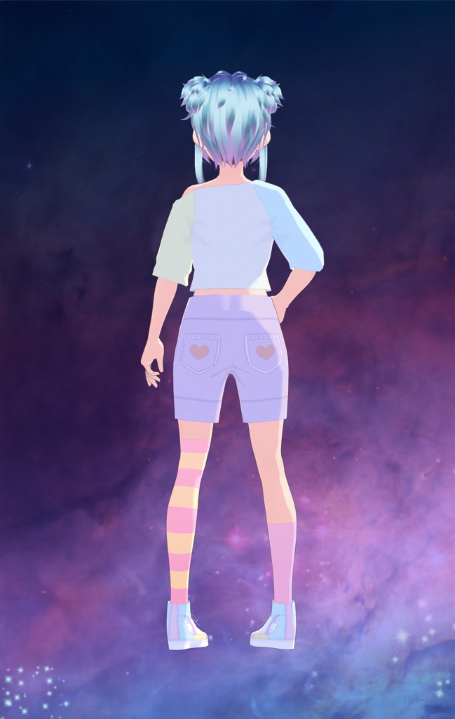 Vroid - Off-the-Shoulder Color Block Shirt