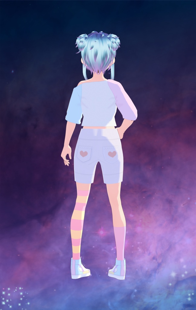 Vroid - Off-the-Shoulder Color Block Shirt