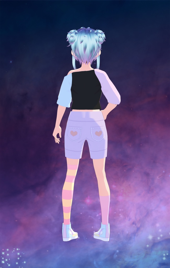 Vroid - Off-the-Shoulder Color Block Shirt