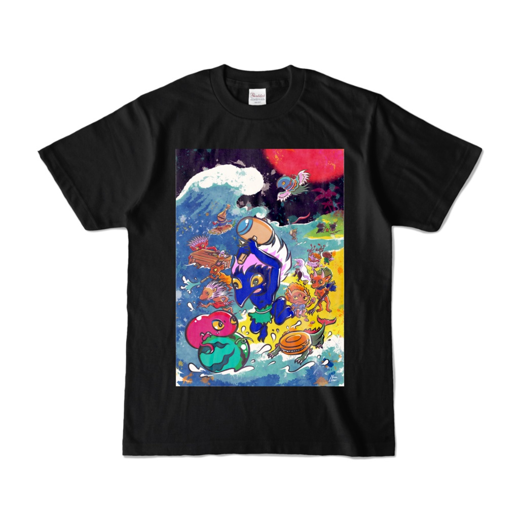 真夏の海で百鬼夜行 Tシャツ(黒)