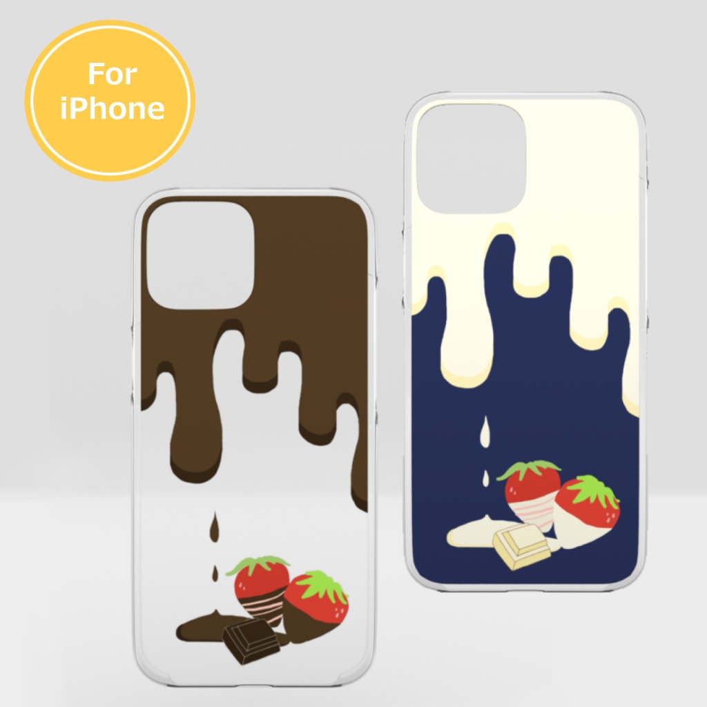 苺チョコ/苺ホワイトチョコiPhoneクリアケース