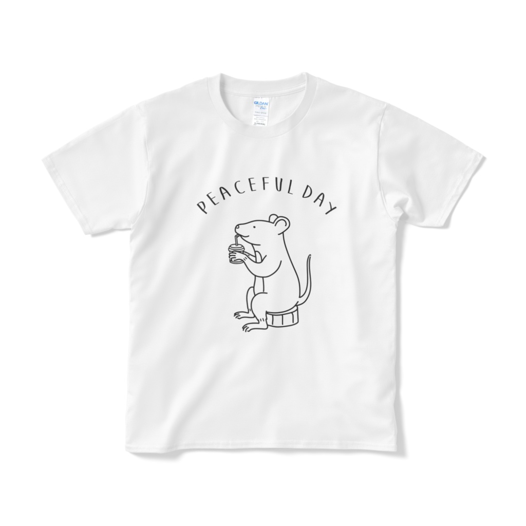 ネズミ ピースフルデイ イラストTシャツ