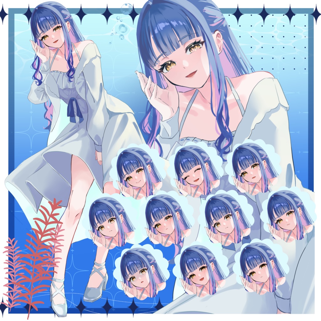 立ち絵＿女性＿ワンピース（表情１０種＋衣装差分）