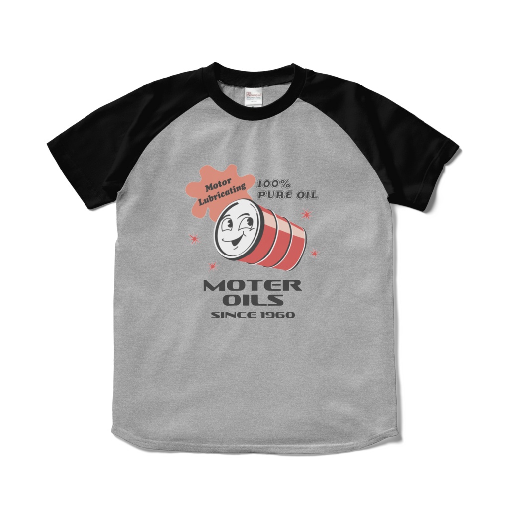 ラグランTシャツ モーターオイルマン レッド