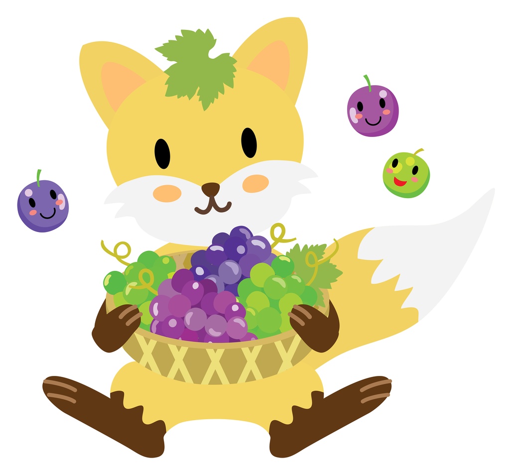 キツネとブドウのキッズTシャツ