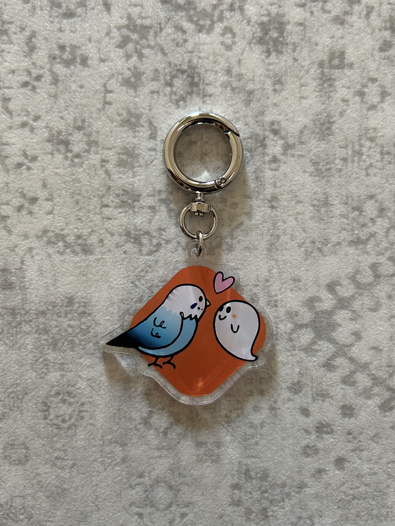 アクリルキーホルダー　鳥（インコ）とオバケ