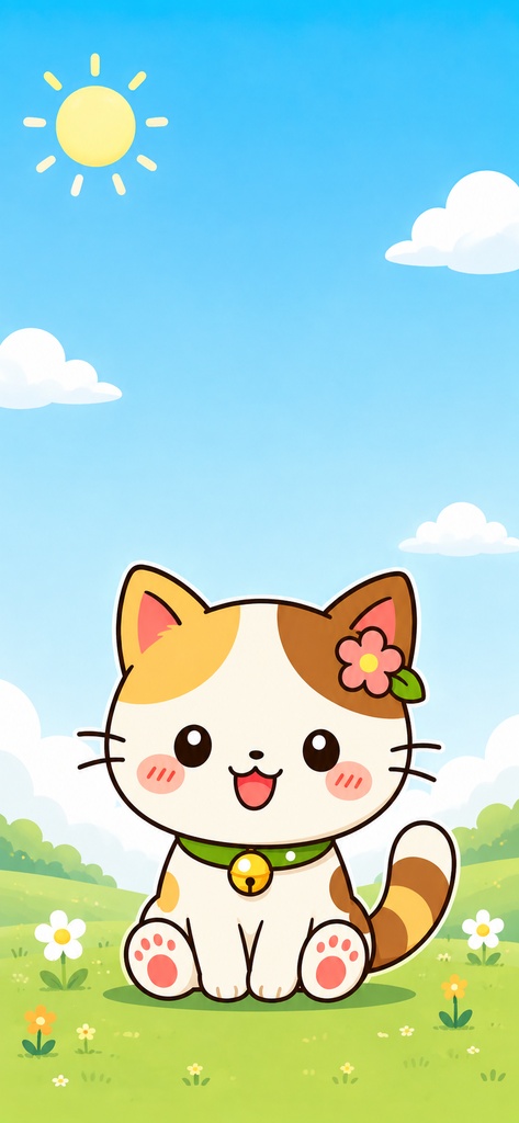 ハレミャン スマホ壁紙|三毛猫と晴れた空