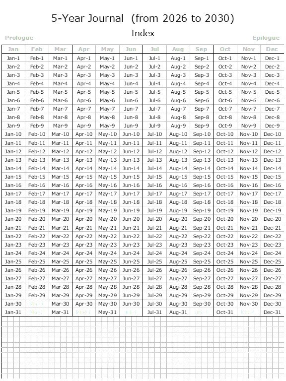 5年日記 (5-year Journal) from 2026 to 2030