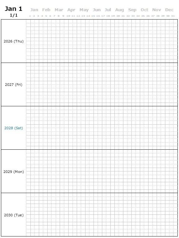 5年日記 (5-year Journal) from 2026 to 2030