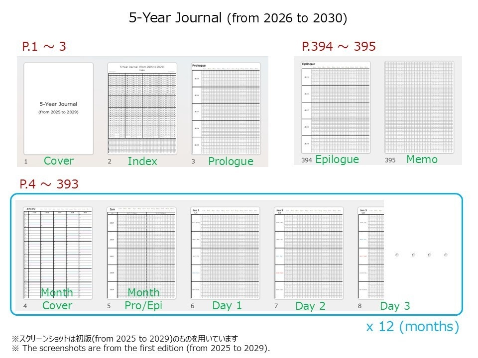 ５年日記 (5-year Journal) from 2026 to 2030
