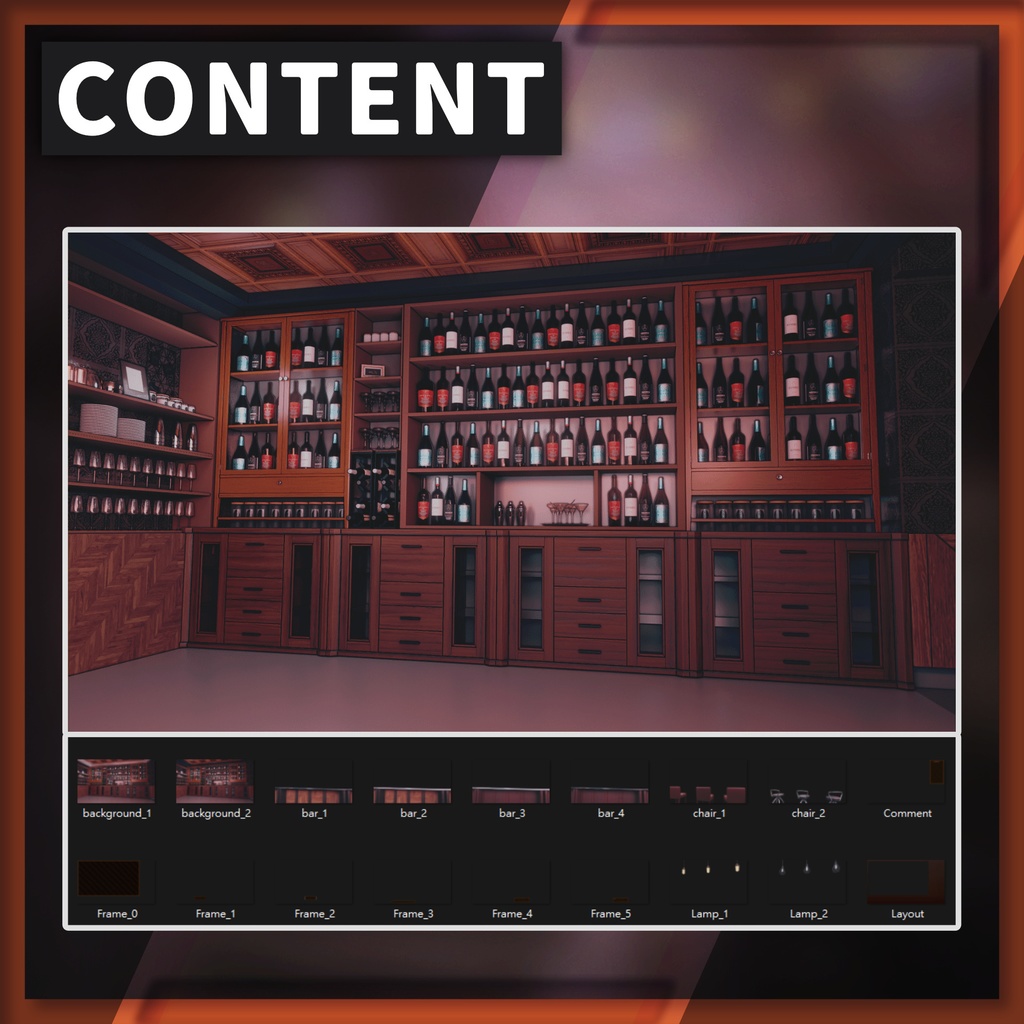 【50%OFF】落ち着いたムードのバー【配信背景&画面】