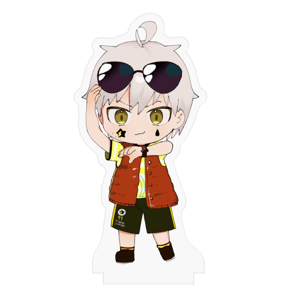 6周年記念アクリルキーフィギュア 夢見光 救命胴衣を着て時間を確認する