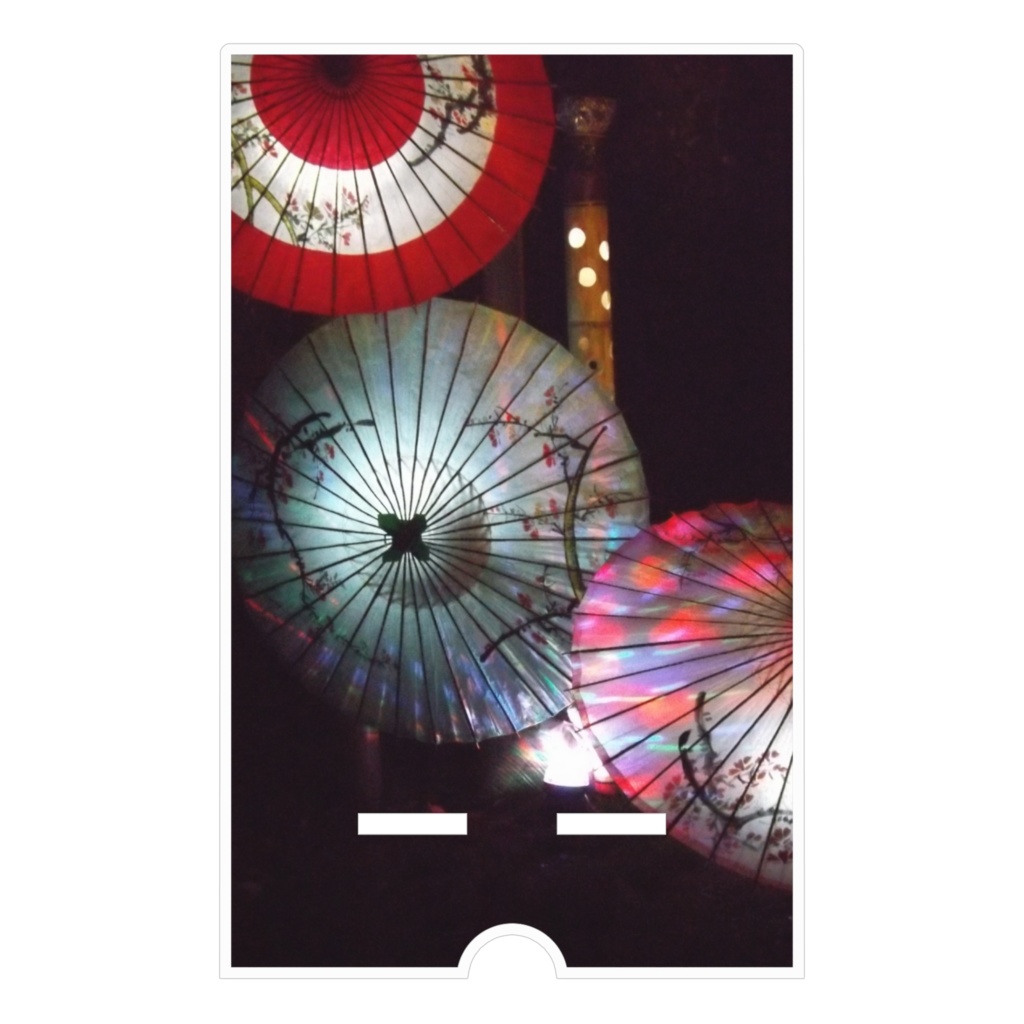 和柄 番傘 アクリルスマホスタンド - 100x160mm(ケーブル穴あり)