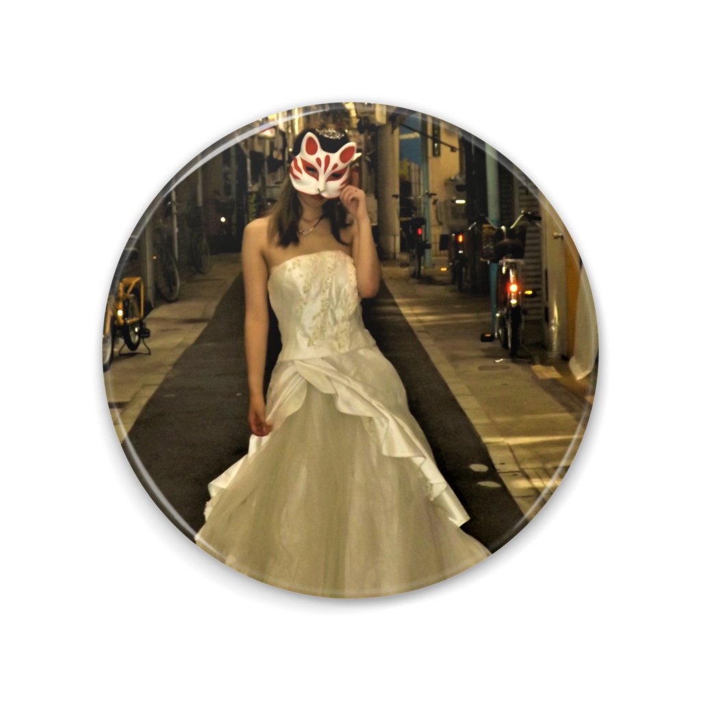 狐女子　缶ミラー - 75mm