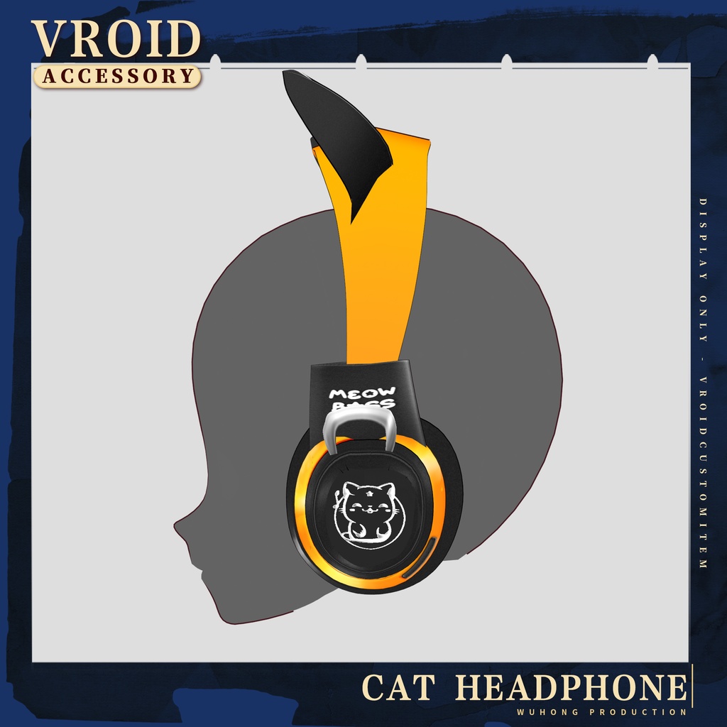 Vroid - Orange Cat Headphones / Hair Custom Item