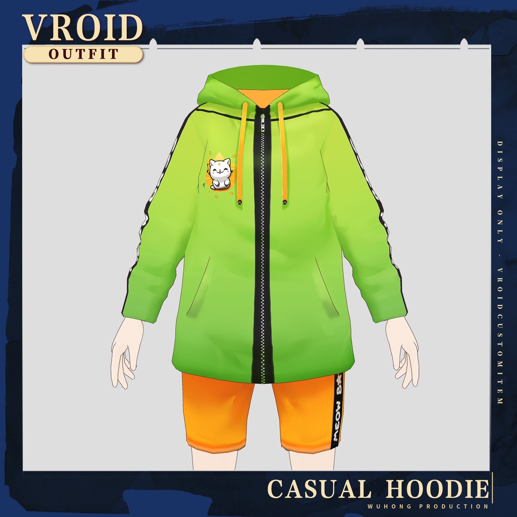 Vroid - パーカー / Casual Hoodie (Green)