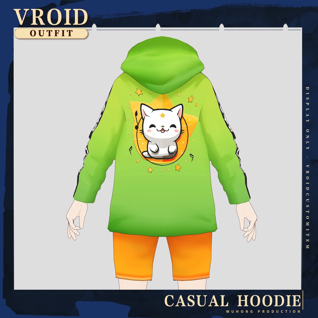 Vroid - パーカー / Casual Hoodie (Green)