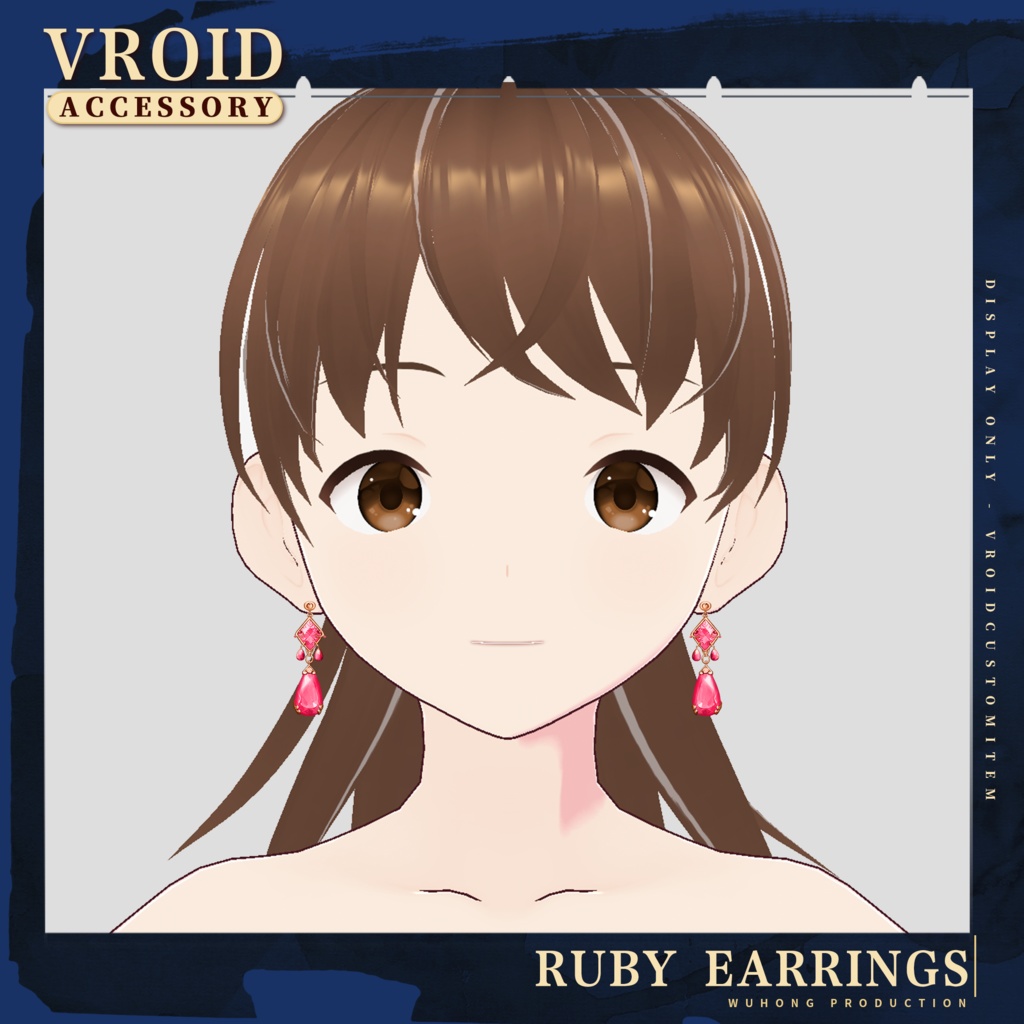 【Vroid】赤いイヤリング / Ruby Earrings